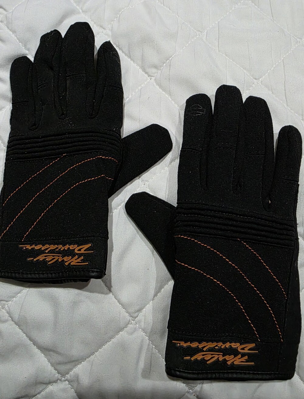 Harley-Davidson Women’s Full Finger Motorcycle Riding Gloves Black Orange Size M